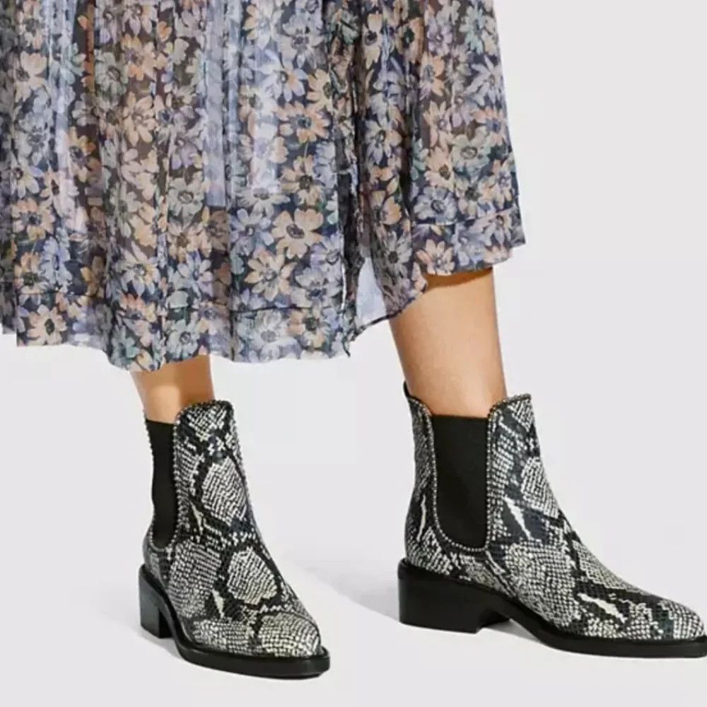 COACH Bowery Bead Pull-On Bootie In Snakeskin Women Sz 7.5 / 38 Style G4368 NEW